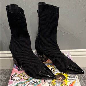 Jeffrey Campbell Black rhinestone Heeled sock Booties